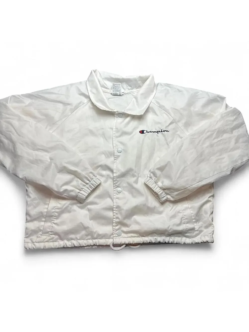 Vintage Champion White Snap Button Jacket - Size Large
